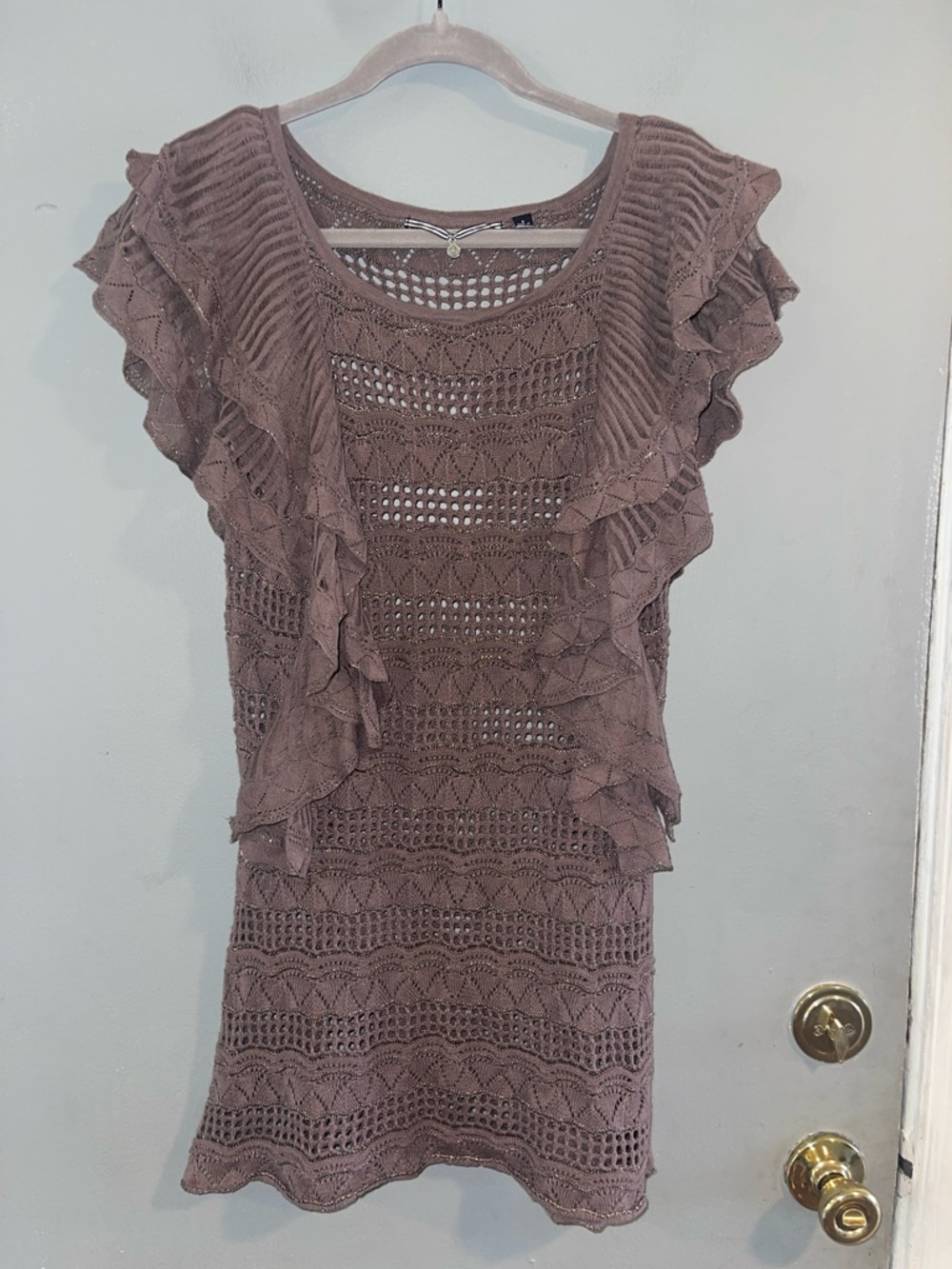 Knitted‎ & Knotted Anthropologie Crochet Ruffle Sweater Size Small
